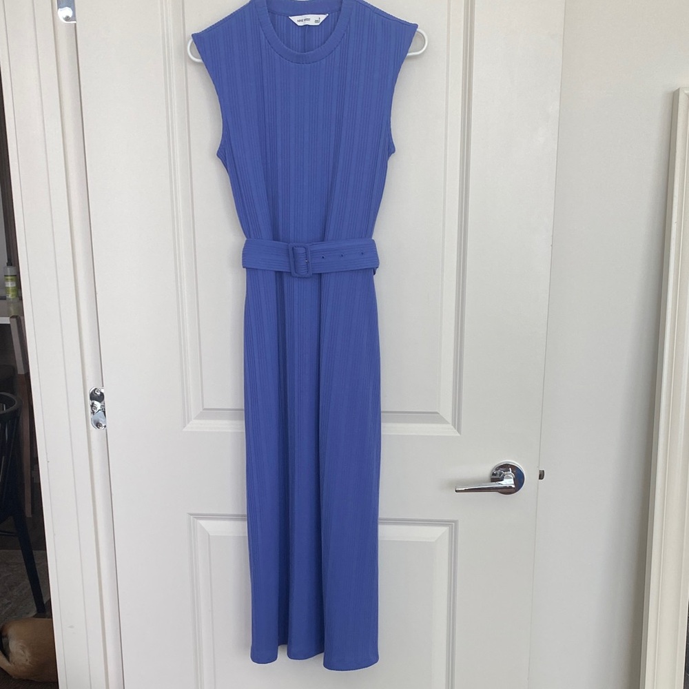 Nine West Ribbed Sleeveless Purple/Periwinkle Maxi Dress